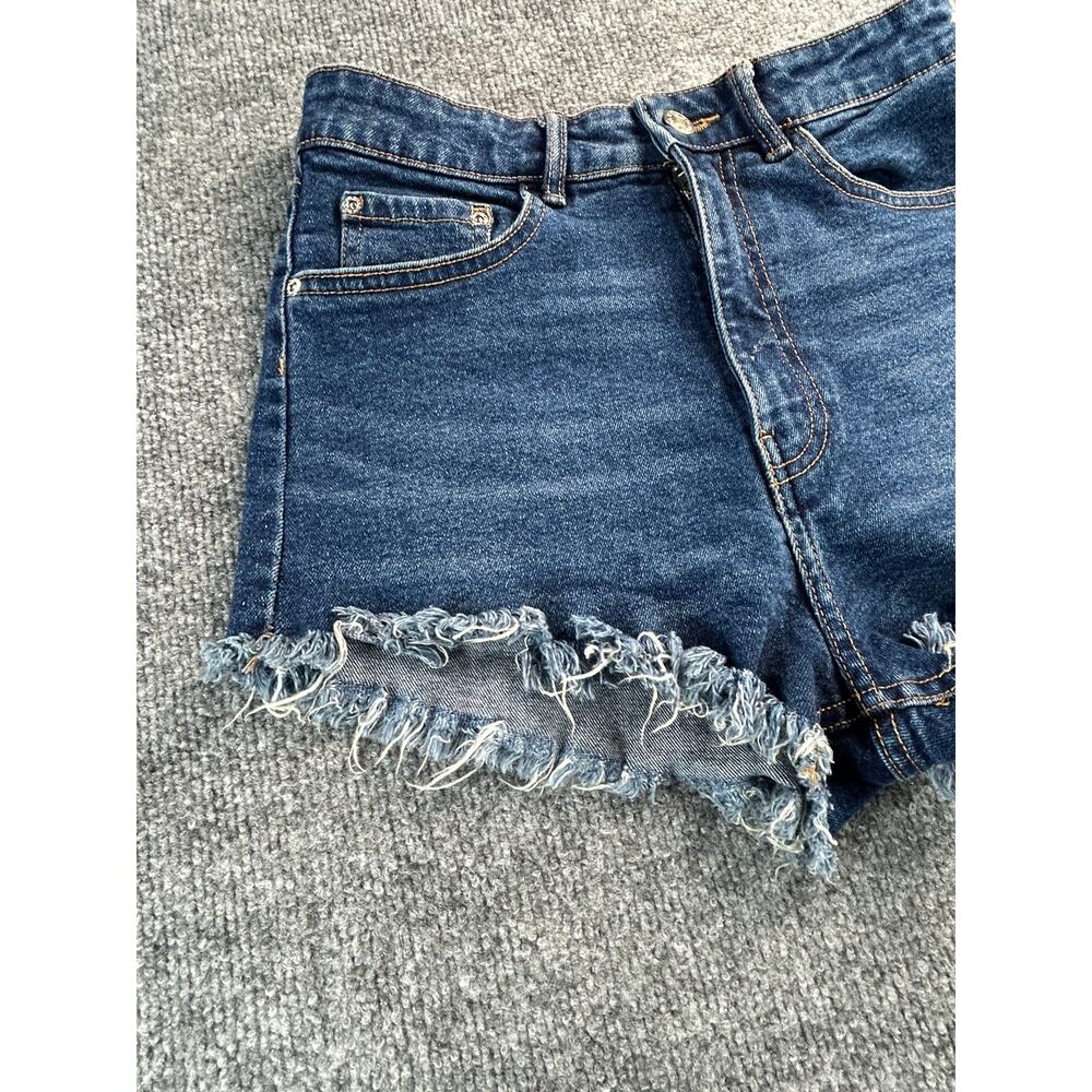Zara High Rise Distressed Cutoff Shorts Women's US 6 Medium Wash Frayed Hem - Picture 5 of 7